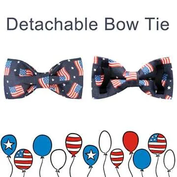 Patriotic American Flag Dog Collar with Bow Tie