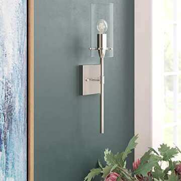 Noele Brushed Nickel Wall Sconces, Wall Sconces Set of 2 Modern Industrial Vanity Lighting Fixtures,...