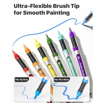 JusArt Acrylic Paint Markers Brush Tip Set of 30 Colors