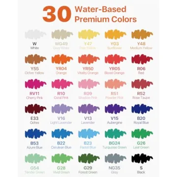 JusArt Acrylic Paint Markers Brush Tip Set of 30 Colors
