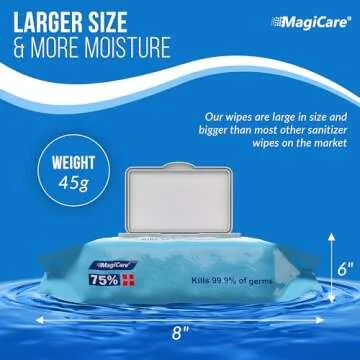 MagiCare 75% Alcohol Hand Sanitizing Wipes (4-80ct Packs) - Premium, Unscented Large Alcohol Wipes - Travel, Home, Classroom, Camping Alcohol Hand Wipes - 4 Soft Packs (320pcs)