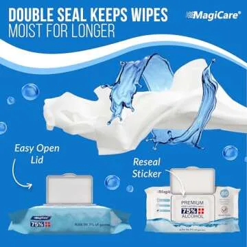 MagiCare 75% Alcohol Hand Sanitizing Wipes (4-80ct Packs) - Premium, Unscented Large Alcohol Wipes - Travel, Home, Classroom, Camping Alcohol Hand Wipes - 4 Soft Packs (320pcs)