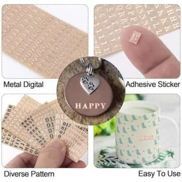 ANCIRS 8 Sheets Resin Mini Letter Stickers for Nail Art, Glittering Epoxy Alphabet Number Stickers, Self Adhesive Scrapbook Stickers for DIY Craft (Black, Rose Gold)