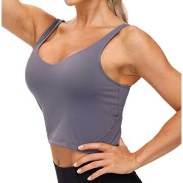 Women’s Longline Sports Bra Wirefree Padded Medium Support Yoga Bras Gym Running Workout Tank Tops...