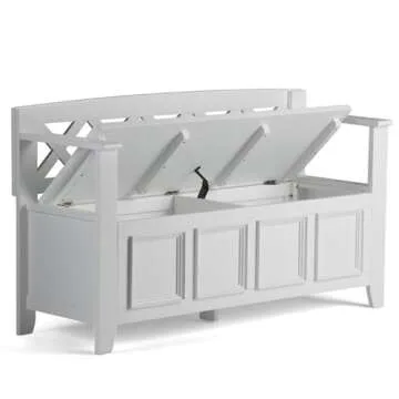 48" Solid Wood Entryway Shoe Storage Bench in White