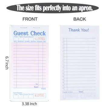 Officeva Guest Checks Server Note Pads - 6 Pack of 300 Orders for Efficient Service