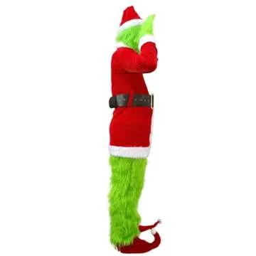 Hefnoya Christmas Green Big Monster Costume -8pcs Furry Santa Costume Suit Furry Outfit Green Costume Adult Men and Women (L/XL)