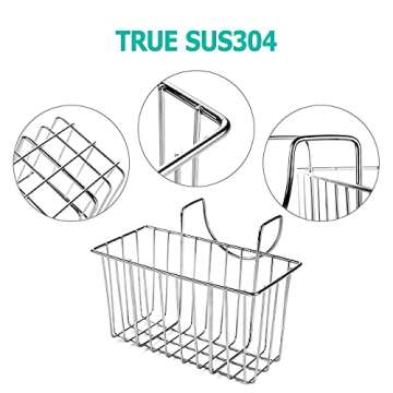Kitchen Sponge Holder, Sink Basket Sink Caddy Brush Dishwashing Liquid Drainer Rack Silver, Medium