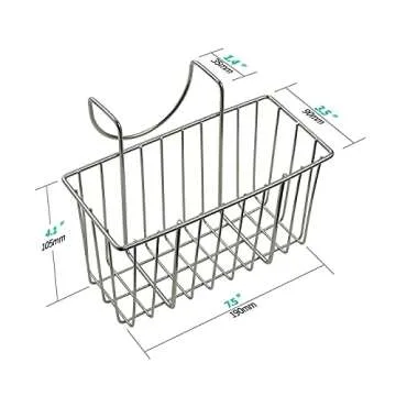 Kitchen Sponge Holder, Sink Basket Sink Caddy Brush Dishwashing Liquid Drainer Rack Silver, Medium