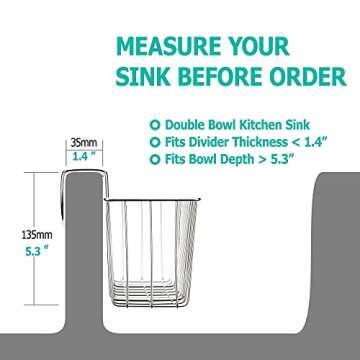 Kitchen Sponge Holder, Sink Basket Sink Caddy Brush Dishwashing Liquid Drainer Rack Silver, Medium