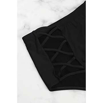 Sovoyontee Women Black Plus Size Ruffle Flounced High Waisted Swimsuits Swimwear 3XL 18