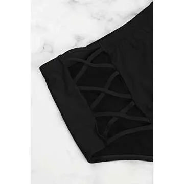 Sovoyontee Women Black Plus Size Ruffle Flounced High Waisted Swimsuits Swimwear 3XL 18