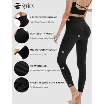 High Waisted Leggings for Women - Soft Tummy Control Pants