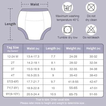 BIG ELEPHANT Potty Training Underwear - 10 Pack for Kids