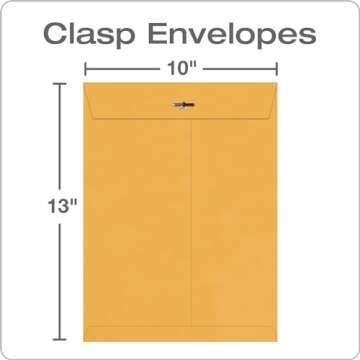 Columbian 10" x 13" Clasp Envelopes with Clasp Closure and Gummed Seal, 32 lb Kraft Paper, 100 per B...