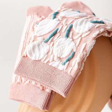 Xhonp 5 Pairs Floral Cotton Socks Vintage Patterned Crew Socks Novelty Ankle Casual Dress Socks for Women Socks (B)