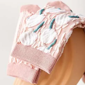 Xhonp 5 Pairs Floral Cotton Socks Vintage Patterned Crew Socks Novelty Ankle Casual Dress Socks for Women Socks (B)