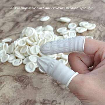 G2PLUS Disposable Latex Finger Cots Rubber, 140g(Approx 205PCS) Fingertips Protective Finger Art Latex Tissue Finger Cot (White)