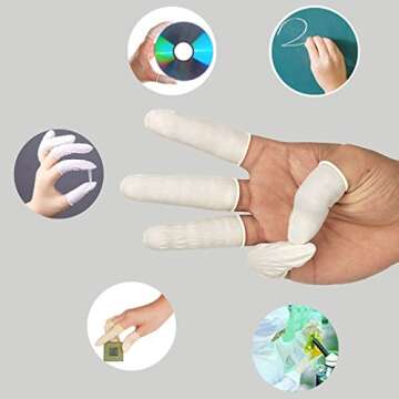 G2PLUS Disposable Latex Finger Cots Rubber, 140g(Approx 205PCS) Fingertips Protective Finger Art Latex Tissue Finger Cot (White)