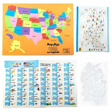 Imagimake Mapology USA & World Map Puzzle with Flags, Capitals, Stickers | Educational Toys for Ages...