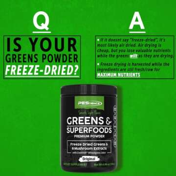 PEScience Greens & Superfoods Powder, Original, 30 Servings, Natural Chlorophyll with Turkey Tail Mushroom & Fruit Extracts Blend