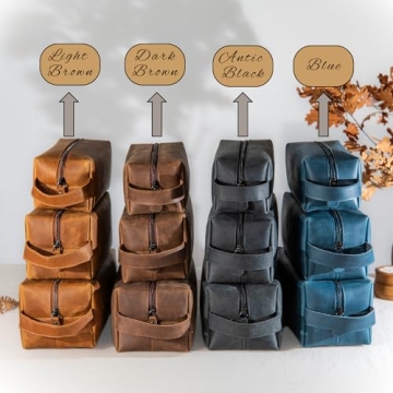 Hand Crafted Leather Toiletry Bag for Men, Laser Engraved Monogrammed Leather Bag for Men, Personalized Leather Dopp Kit, Toiletry Organizer, Shaving Bag for Men Travel Pouch, Ideal Gift for Men