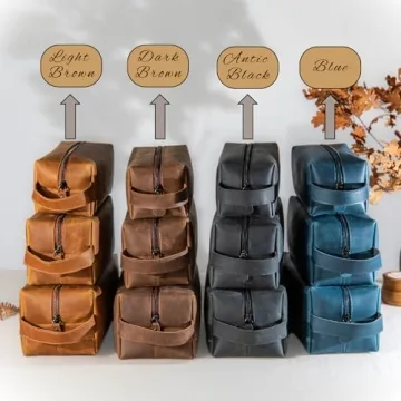 Hand Crafted Leather Toiletry Bag for Men, Laser Engraved Monogrammed Leather Bag for Men, Personalized Leather Dopp Kit, Toiletry Organizer, Shaving Bag for Men Travel Pouch, Ideal Gift for Men