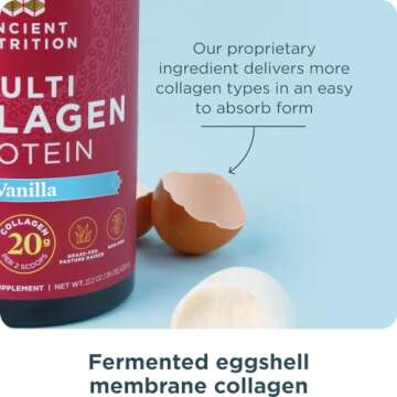 Ancient Nutrition Collagen Powder Protein with Probiotics, Multi Collagen Protein with Vitamin C, Hydrolyzed Collagen Peptides Supports Skin and Nails, Gut Health (60 Servings, Vanilla)