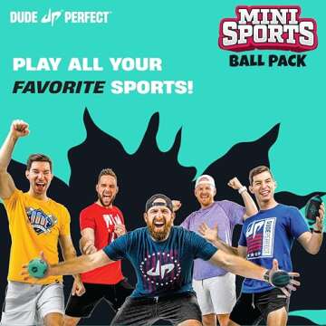 Dude Perfect Mini Sports Balls, Kids and Adults Multi-Pack Sports Ball Set, Indoor and Outdoor Play,...