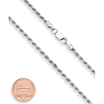 Elegant Miabella 925 Sterling Silver Rope Chain Necklace