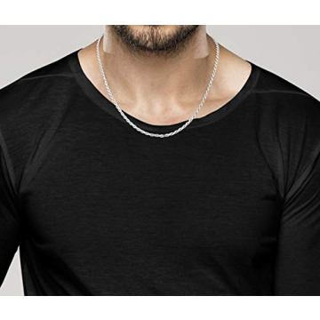Elegant Miabella 925 Sterling Silver Rope Chain Necklace