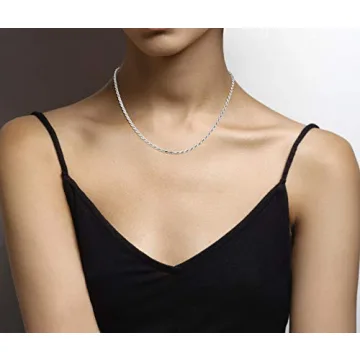 Elegant Miabella 925 Sterling Silver Rope Chain Necklace