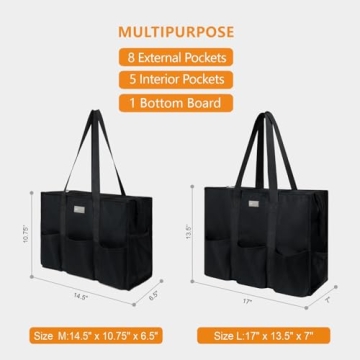 Utility Water Resistant Tote Bag with 13 Pockets