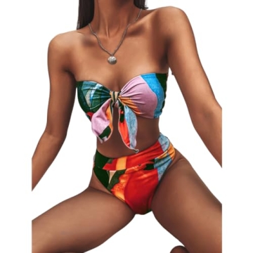 Vibrant SheIn Women's Tie Front Bikini Set for Summer