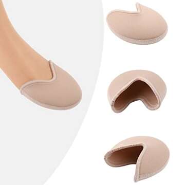 Cosmos 1 Pair Toe Pads Ballet Dance Pointe Toe Pouch Pads Knitted Fabric Soft Spong Toe Covers, Relief Forefoot Pain Protect Toes for Ballet Point Shoes High Heels (Low Cut Crescent Pads)