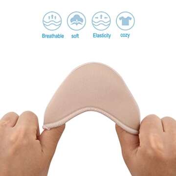Cosmos 1 Pair Toe Pads Ballet Dance Pointe Toe Pouch Pads Knitted Fabric Soft Spong Toe Covers, Relief Forefoot Pain Protect Toes for Ballet Point Shoes High Heels (Low Cut Crescent Pads)