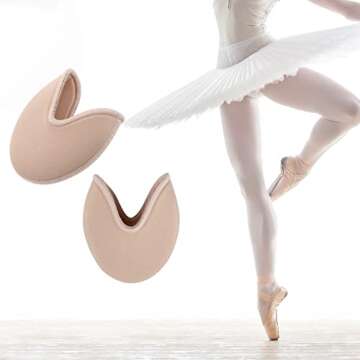 Cosmos 1 Pair Toe Pads Ballet Dance Pointe Toe Pouch Pads Knitted Fabric Soft Spong Toe Covers, Relief Forefoot Pain Protect Toes for Ballet Point Shoes High Heels (Low Cut Crescent Pads)