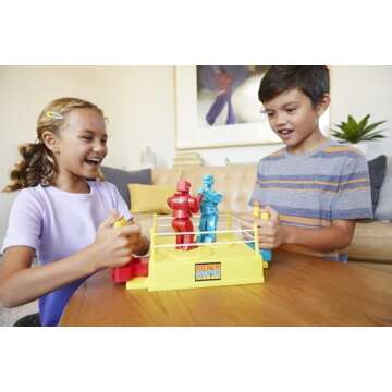 Mattel Games Rock 'Em Sock 'Em Robots Kids Game, Red Rocker vs Blue Bomber, Knock His Block Off