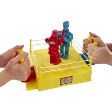Mattel Games Rock 'Em Sock 'Em Robots Kids Game, Red Rocker vs Blue Bomber, Knock His Block Off