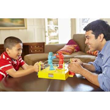 Mattel Games Rock 'Em Sock 'Em Robots Kids Game, Red Rocker vs Blue Bomber, Knock His Block Off