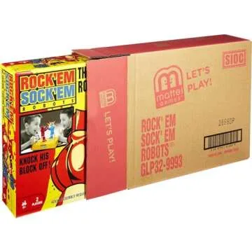 Mattel Games Rock 'Em Sock 'Em Robots Kids Game, Red Rocker vs Blue Bomber, Knock His Block Off