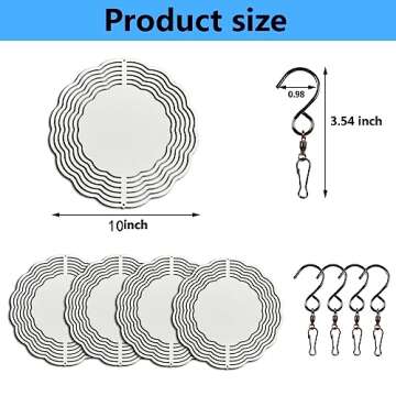 5 pcs 10 inch Sublimation Wind Spinner Blanks Round Sublimation Blanks Products Stainless Steel Metal Indoor Outdoor Garden Decoration for Heat Press Transfer Sublimation Blank Gift