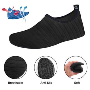 Konikit Water Shoes for Men Women, Quick-Dry Aqua Socks Barefoot Shoes for Beach River Pool Swimming, Yoga Sports Exercise Adult
