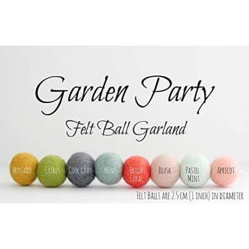 Garden Party Handmade Wool Felt Ball Garland by Sheep Farm Felt