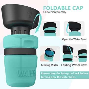 PETNF Portable Dog Water Bottle, Upgraded 2 in 1 Dog Travel Water Bottle and Bowl, Lightweight Dog Water Dispenser for Pet Outdoor Travel Walking Drinking Bottle