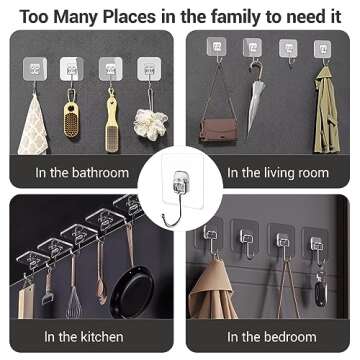 LGDNNYYY Large Adhesive Hooks, 18-Pack Hold 44lb(Max) Heavy Duty Sticky Hooks,Waterproof & Rustproof...