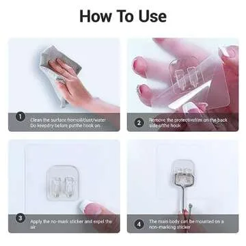 LGDNNYYY Large Adhesive Hooks, 18-Pack Hold 44lb(Max) Heavy Duty Sticky Hooks,Waterproof & Rustproof Wall Hooks for Hanging Can be Use Kitchen Bathroom Outdoor Ceiling Office, Transparent