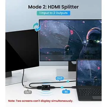 HDMI Switch Splitter 4K@60hz, Aluminum HDMI 2.0 Switcher 2 in 1 Out, HDMI Splitter 1 in 2 Out, Bi-Directional Switch Support 4K 3D HDR for Xbox PS5/4/3 Blu-Ray Player Fire Stick Roku HDTV