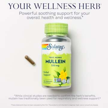 SOLARAY Mullein Leaf Capsules - Vegan Herbal Support for Wellness