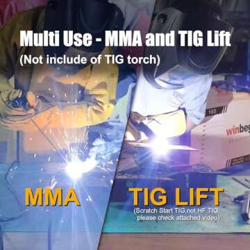 Winbegin 110V/220V arc welding machine,digital display,165A max rod 5/32" heavy duty stick welder,easy welding,design for beginners with Electrode Holder,Work Clamp, Power Adapter and Brush